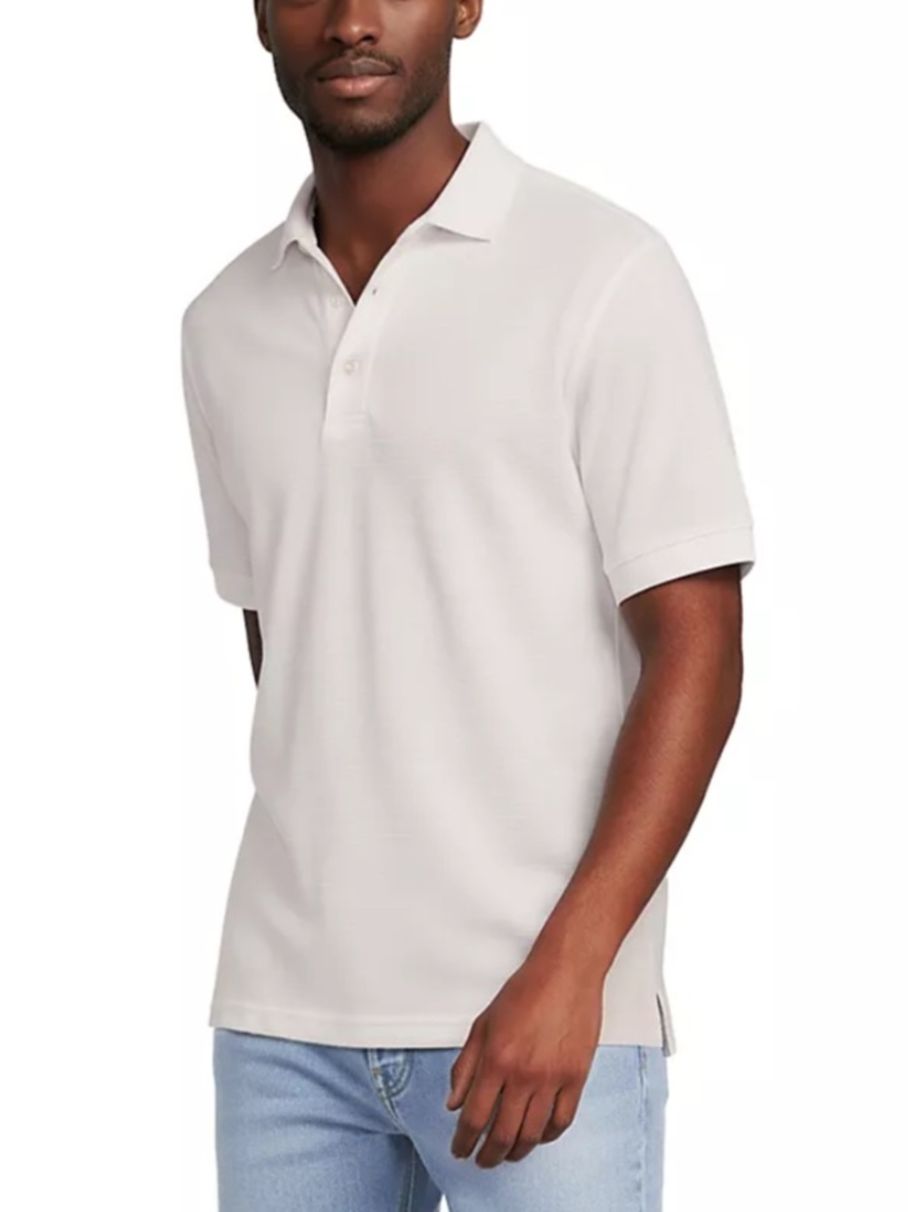 Lands End Men Size M 38-40 White Short Sleeve Cotton Supima Polo Shirt NWT